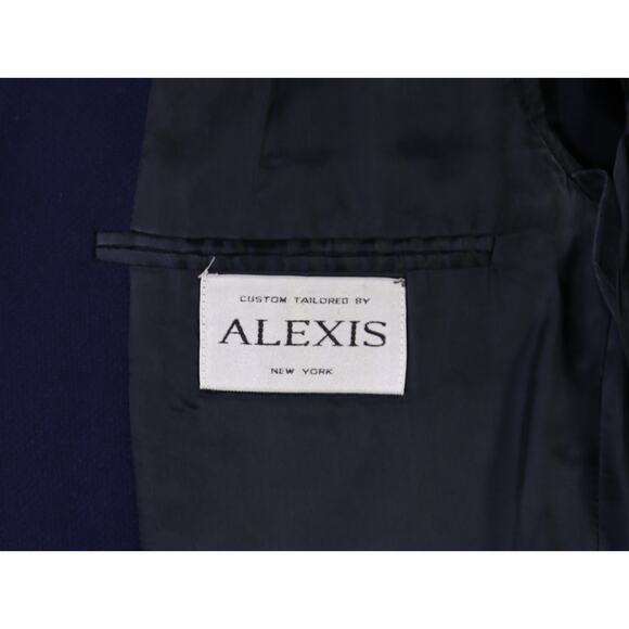 Alexis New York Bespoke Navy Blue Woven Wool Angora Cashmere Blazer Jacket 40R - Picture 8 of 9